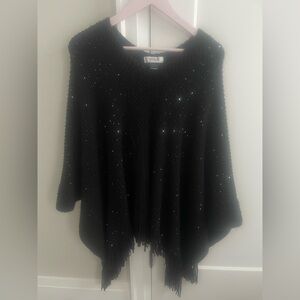 Guess Black Poncho with Glitter Details